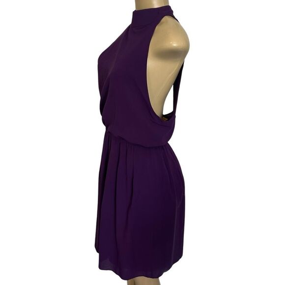 Alice + Olivia Purple Tie Neck open back Halter mini Dress small - Picture 3 of 7